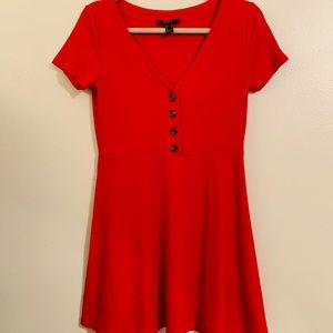 Red skater style dress.